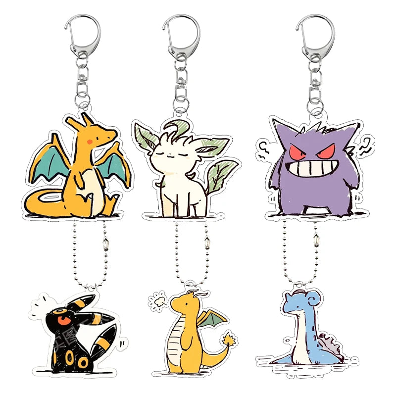 Creative Anime Pocket Monster Gengar Charizard Umbreon Cartoon Acrylic Keychain Decoration 5cm Keyring Charm Birthday Gifts Toys