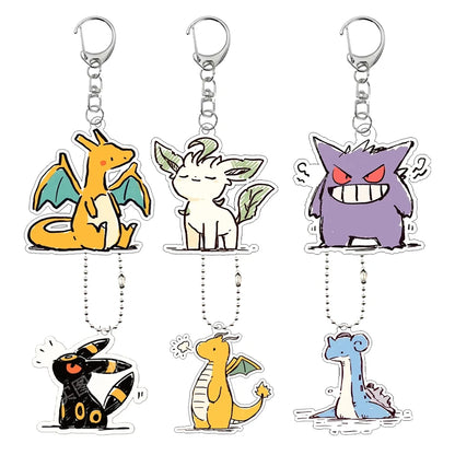 Creative Anime Pocket Monster Gengar Charizard Umbreon Cartoon Acrylic Keychain Decoration 5cm Keyring Charm Birthday Gifts Toys