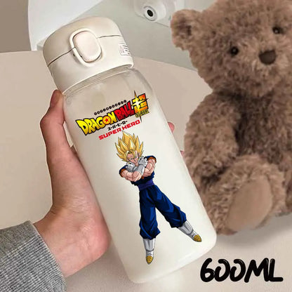 For Dragon Ball Straw Bottles 600ml Vegeta Goku Transparent Plastic Anti Drop Water Bottle Students Outdoor Capacity