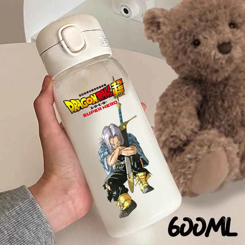 For Dragon Ball Straw Bottles 600ml Vegeta Goku Transparent Plastic Anti Drop Water Bottle Students Outdoor Capacity