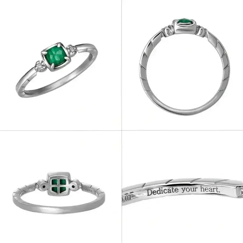Fashion Attack on Titan Levi Character Image Rings Woman Anime Accessories Green Zircon Silver Color Ring Man Cosplay Jewelry