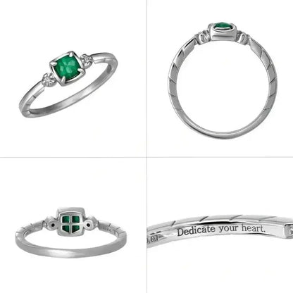 Fashion Attack on Titan Levi Character Image Rings Woman Anime Accessories Green Zircon Silver Color Ring Man Cosplay Jewelry