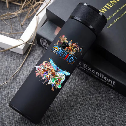 One Piece 304 Stainless Steel Thermos Cup Pattern Luffy Roronoa Zoro Action Figure High Capacity 500ML Drinking Water Bottle