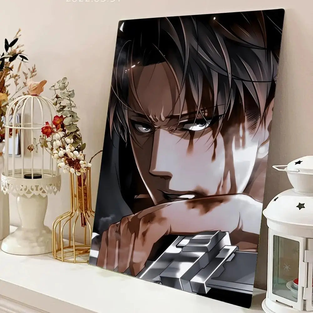 AZNM Attack on Titan Anime Canvas Wall Art, Levi Ackerman Print, Shingeki no Kyojin Home Decor Poster