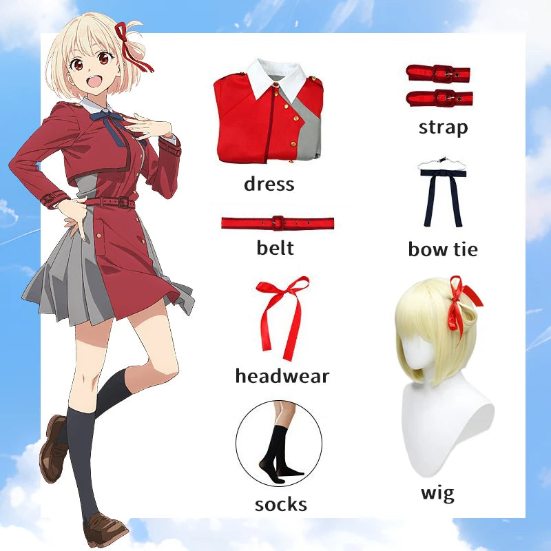 Lycoris Recoil Nishikigi Chisato Cosplay Inoue Takina Costumes