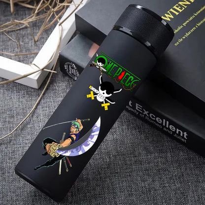 One Piece 304 Stainless Steel Thermos Cup Pattern Luffy Roronoa Zoro Action Figure High Capacity 500ML Drinking Water Bottle