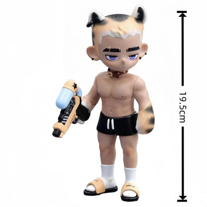 Toos Deer Head Boy Figure Muscle Guy Handsome Boy with Tattoo Warrior Doll Running Park Collection Ornament Accompany Gift