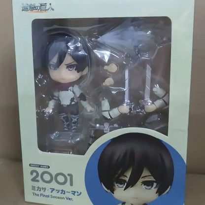 Q Version Mikasa A Ckerman Attack On Titan Action Figure Final Season Q Style #2001 Face Swap Figurine Collectible Desktop Decor