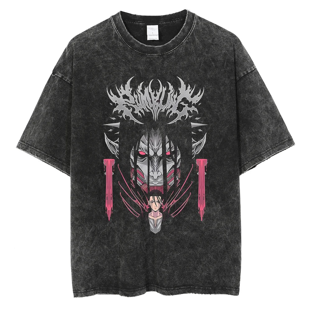 Harajuku Anime Attack on Titan Levi Ackerman Print Tee Men Women Comfortable T-shirts Casual Loose T Shirt Male Cotton Tshirt