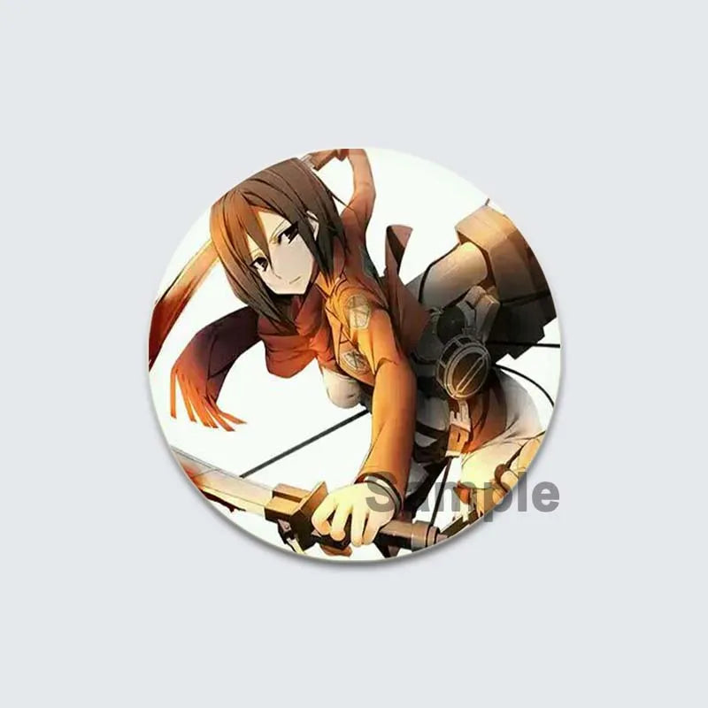 Eren Levi Armin Arlert Erwin Cartoon Badge Attack on Titan Brooches on Backpack Clothes Handmade Round Pins for Gift Accessory