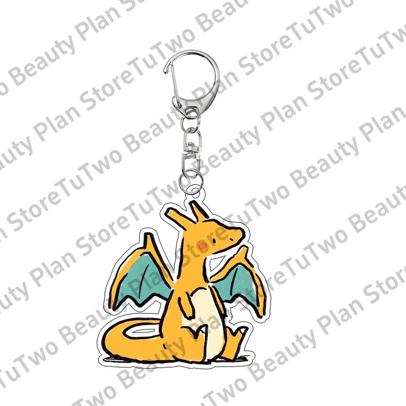Creative Anime Pocket Monster Gengar Charizard Umbreon Cartoon Acrylic Keychain Decoration 5cm Keyring Charm Birthday Gifts Toys