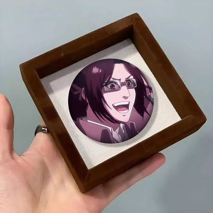 1pc Hange Zoe Attack On Titan Anime Cartoon Style Badge Brooches On Backpack Decoration Round Enamel Pins For Accessorys