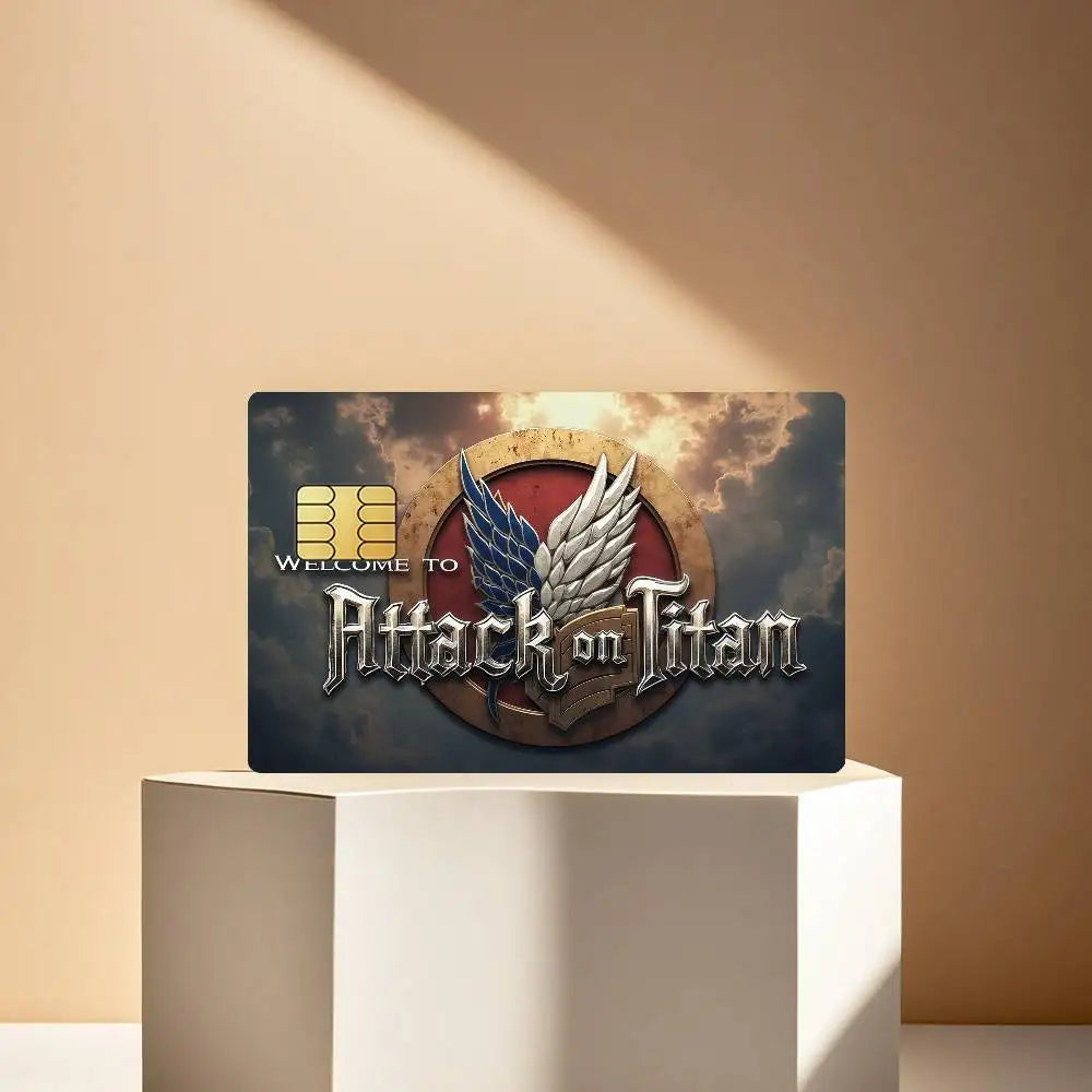 Attack on Titan Comic Credit Skin Cover Card Stickers 4PCS Film Bus Pass Front Decoration Bank Debit Waterproof