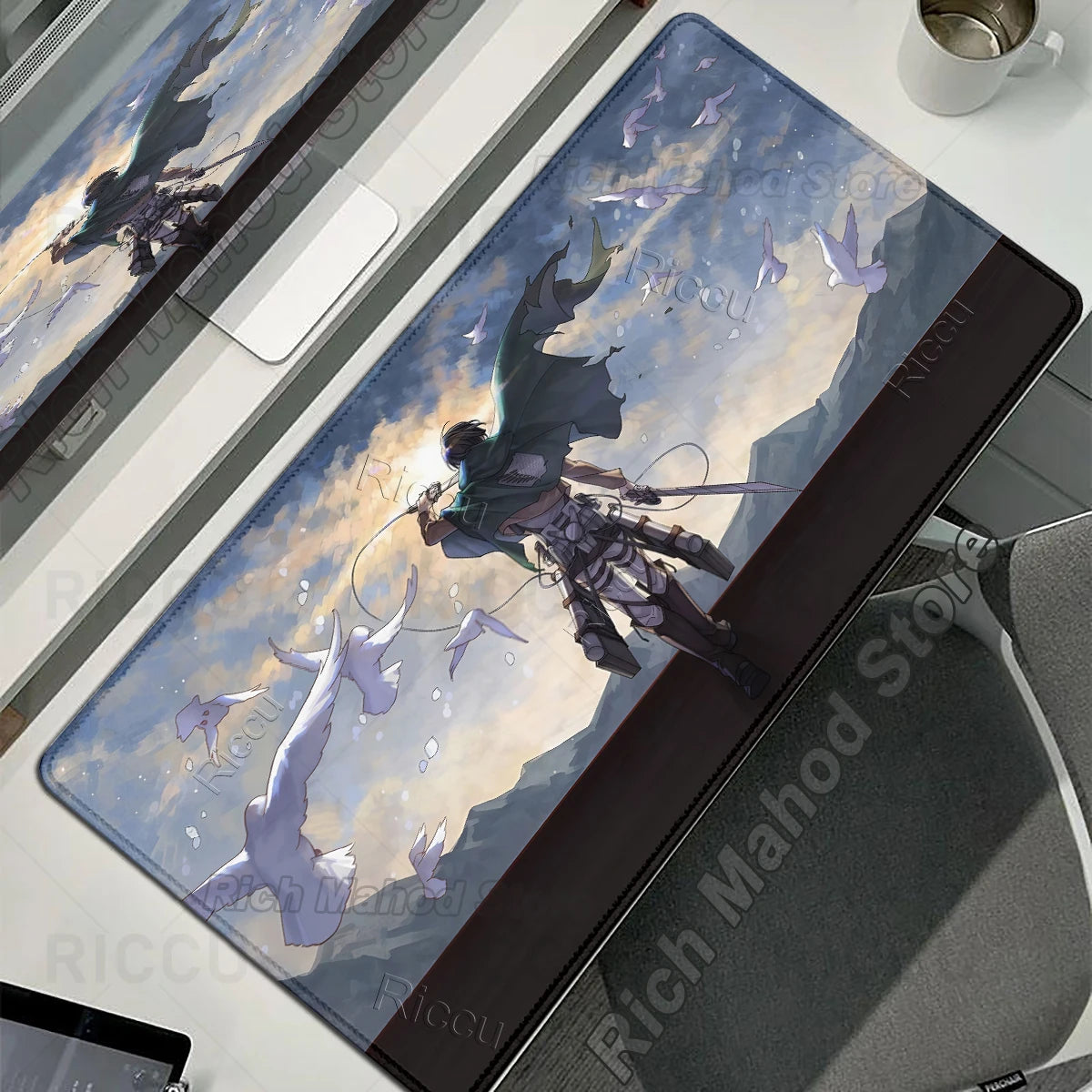 Anime Attack on Titan XXL Desk Mat Large Black White Mouse Pad Gamer Computer Mousepad Gaming Laptop Keyboard Mouse Mats Carpet
