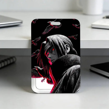Anime N-NARUTO Akatsuki Itachi Sharingan Transparent Card Holder Employee Plastic Slide Cover Lanyard Work Business ID Bag Bus