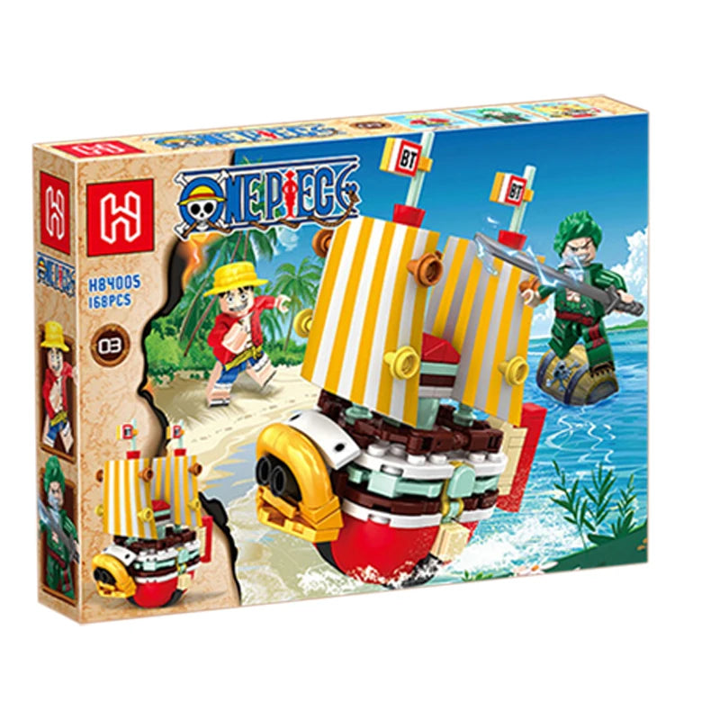 One Piece Thousand Sunny Going Merry Micro Bricks 4in1 Building Blocks Model Toys Ornament Pirate Ship Figures Kits Gifts