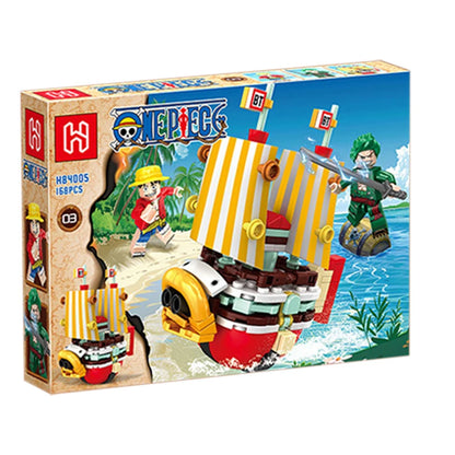 One Piece Thousand Sunny Going Merry Micro Bricks 4in1 Building Blocks Model Toys Ornament Pirate Ship Figures Kits Gifts