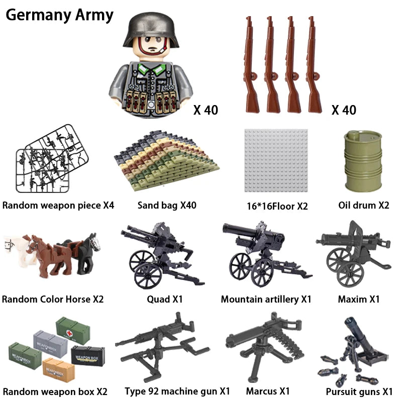 24pcs/batch WW2 Military Character WW2 Army Building Blocks Military Soldier Character Building Blocks Kids Holiday Gift Toys