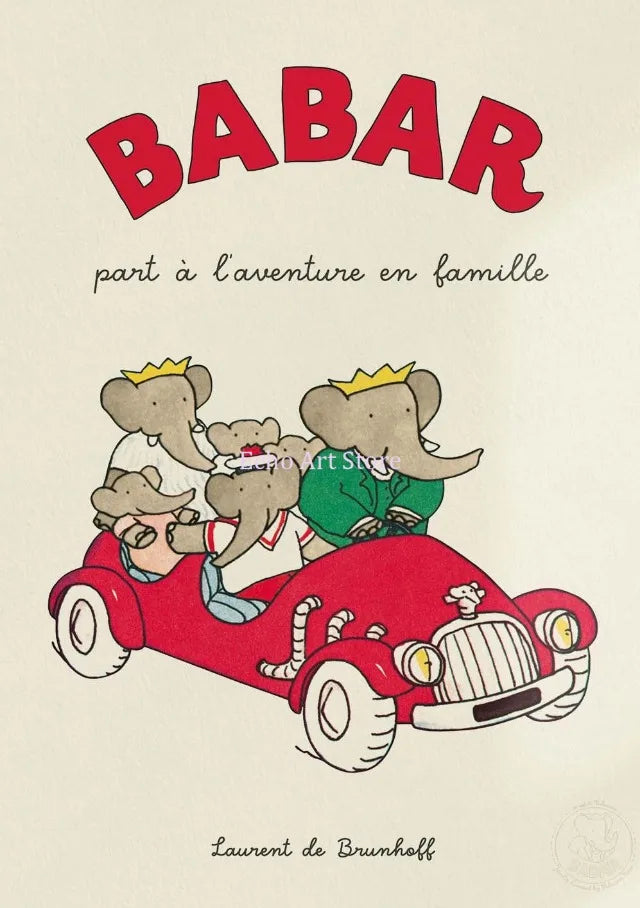 Babar Family Car Canvas Poster