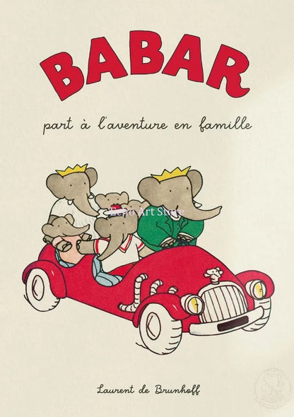 Babar Family Car Canvas Poster