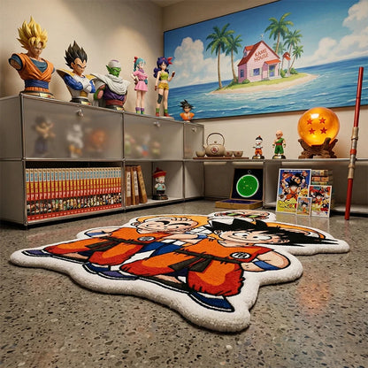 Dragon Ball Z Goku Krillin Roshi Custom Shape Polyester Rug Anime Fan Collectible Area Carpet for Living Room Bedroom Decor