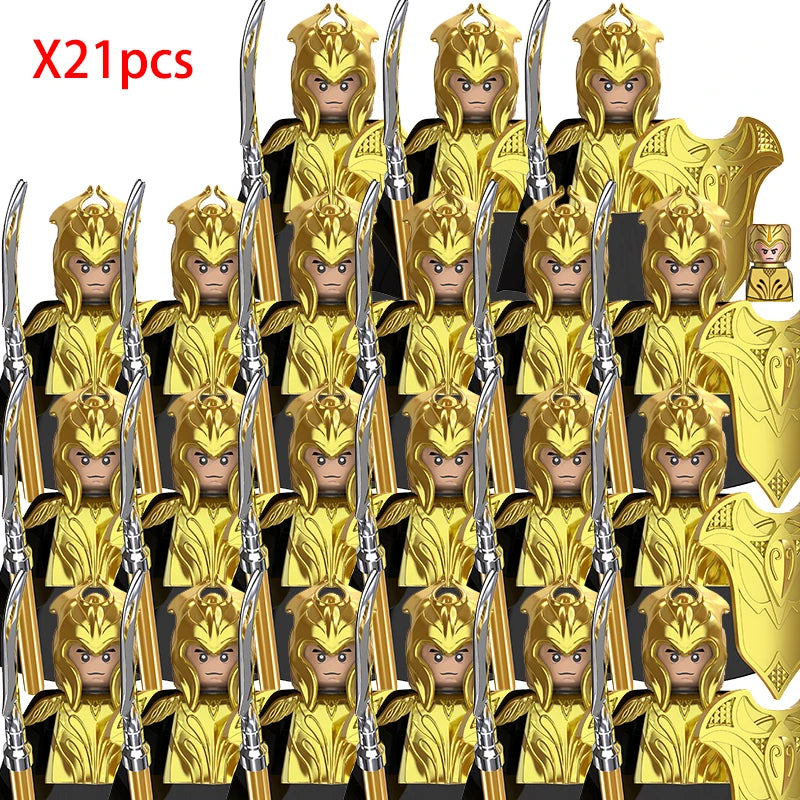 Lord Rings Elves Orcs Army Dwarf Rohan Mini Action Toy Figures Building Blocks Assembly Toys for Kids Birthday Gift