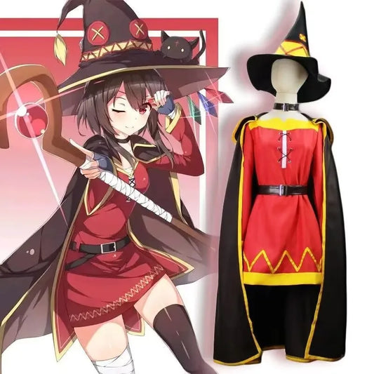 Anime Megumin Cosplay Costume Women Mage Dress Cloak