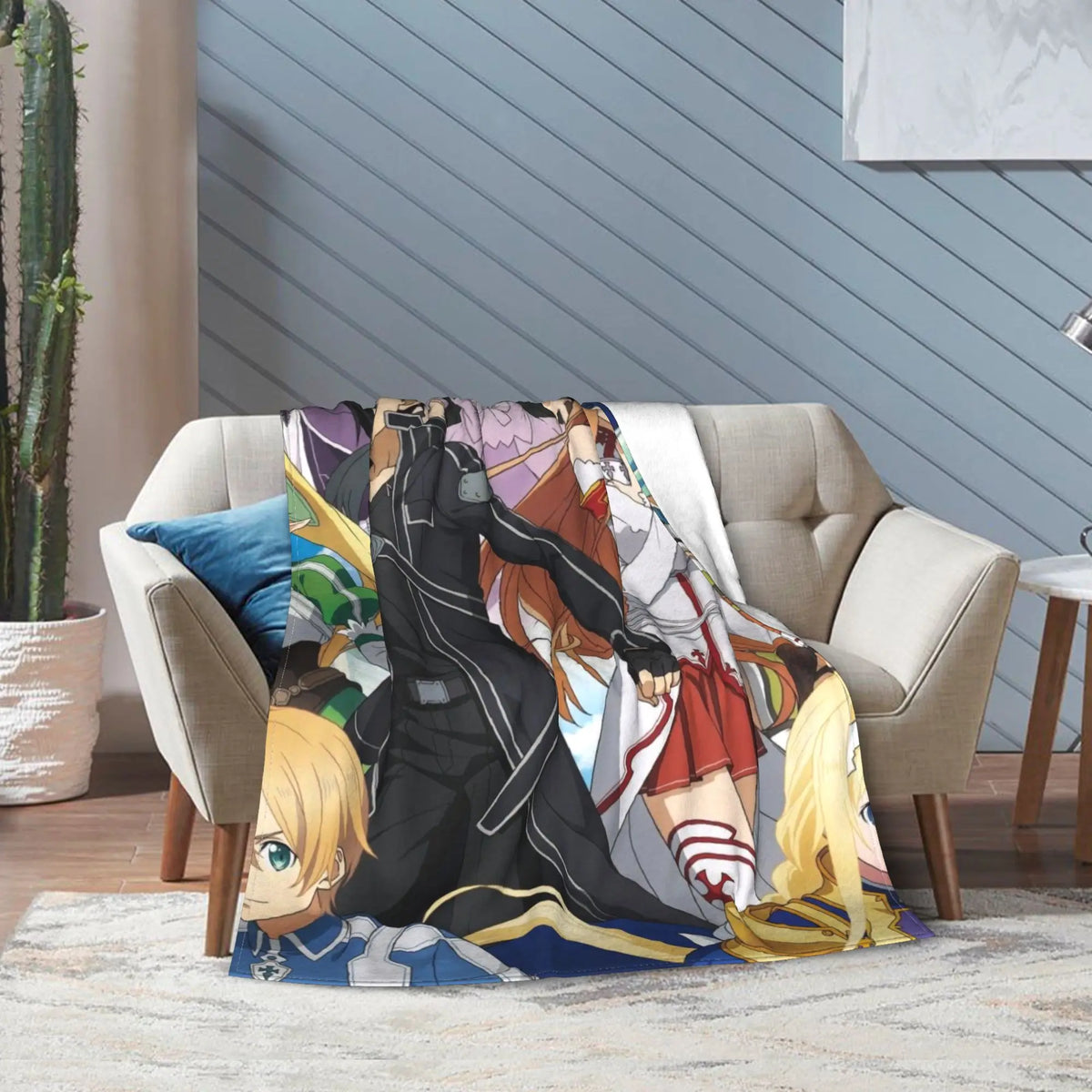 Sword Art Online Kirito Asuna Throw Blanket