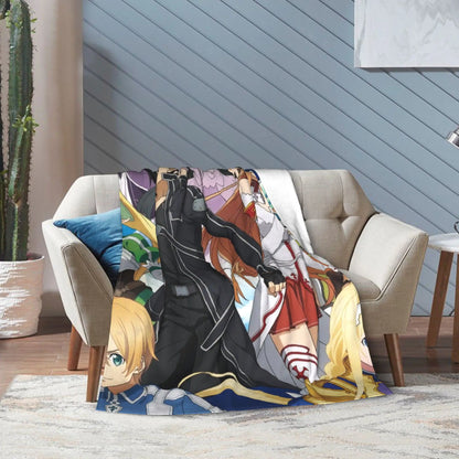 Sword Art Online Kirito Asuna Throw Blanket