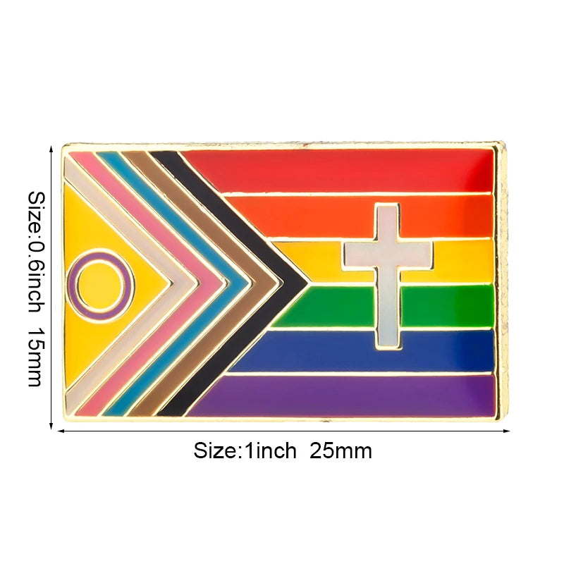 Progress Pride Heart Shaped Lapel Pin Flag badge Brooch Pins Badges