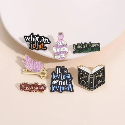 My Broom is in The Shop Brooch Enamel Pins Funny Text Magic Bottle Brooches Lapel Badges Backpack Jewelry Fan Gift Wholesale