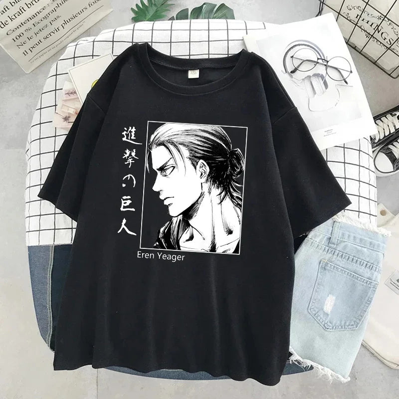 Japanese Anime Attack on Titan Graphic Printed T-shirt Summer unisex Loose and Breathable cotton T-shirt Top