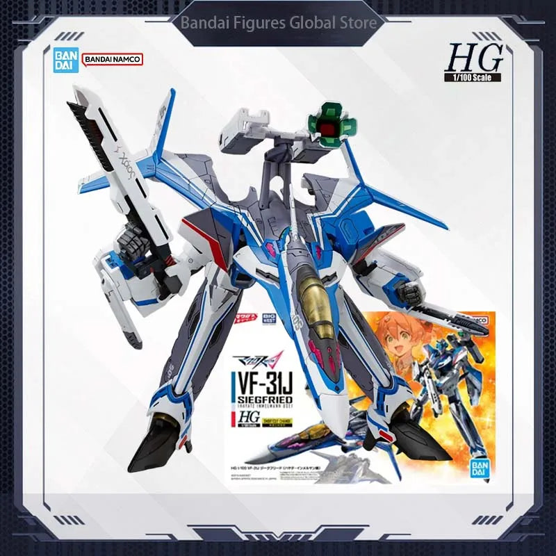 Bandai Original HG Macross Delta 1/100 Assembly Model VF-31J Siegfried Hayate Immelmann Mecha Collection Christmas Gifts Toys