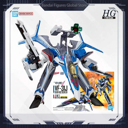 Bandai Original HG Macross Delta 1/100 Assembly Model VF-31J Siegfried Hayate Immelmann Mecha Collection Christmas Gifts Toys