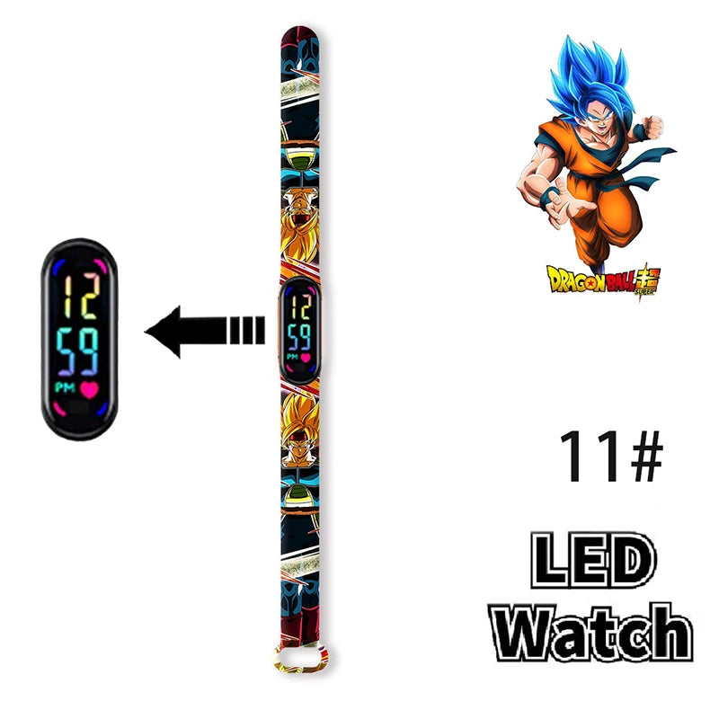 Bandai Dragon Ball Z 2 Fashion Cartoon Action Printing Anime LED Type Watches Kids Watch Birthday Gifts Toys