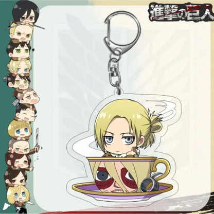 Acrylic Keychain for Attack On Titan Levi Annie Erwin Historia Hange Chibi Version Acrylic Key Buckle Anime Decoration Pendant