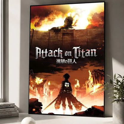 Anime Attack On Titan Eren Yeager Poster Peel And Stick Wall Art PP Waterproof HD Bedroom Living Room Home Decor Gift