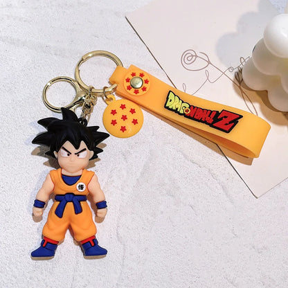 Anime Dragon Ball Keychain Fashion Jewelry Son Goku Vegeta Piccolo Action Figures 8CM PVC Key Ring for Men Women Bag Pendant