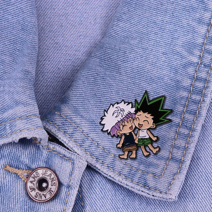 Anime Hunter X Hunter Gon and Killua Enamel Pin Bff Brooches Badge Jewelry Decoration