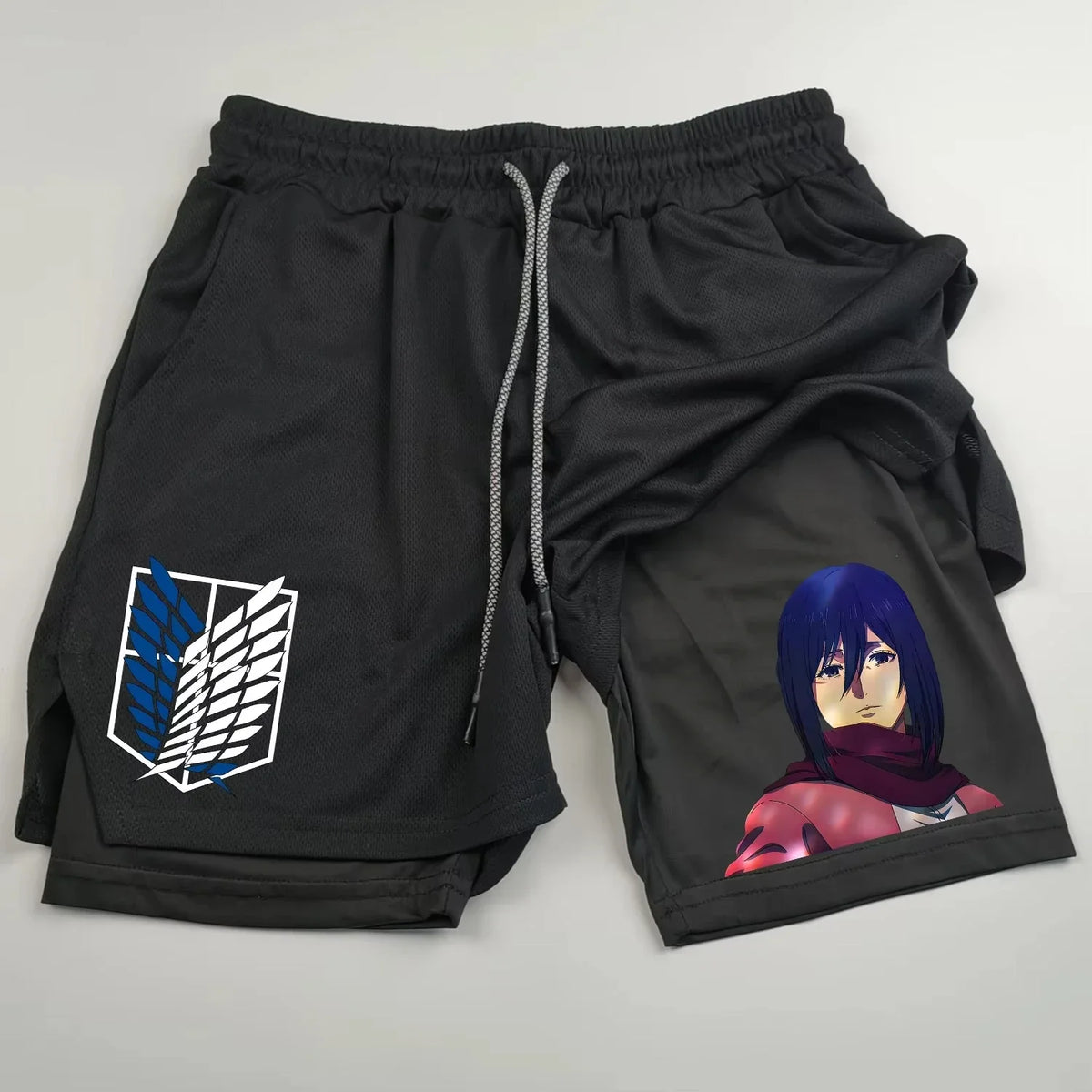 Attack on Titan Anime Collaboration Printing 2-in-1 Sports Shorts Summer New Men's and Women's Fitness Running Leggings Shorts
