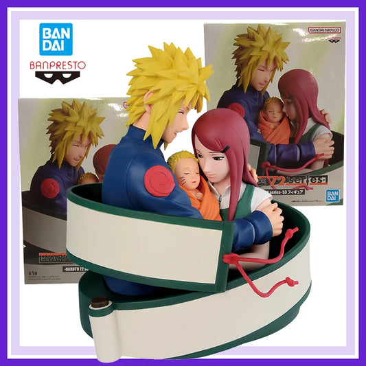 Bandai Banpresto Naruto Shippuden Naruto 72 Series-Namikaze Minato Uzumaki Kushina Naruto Uzumaki Anime Action Figures Model Toy