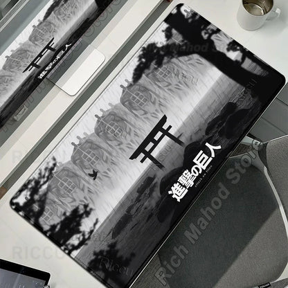 Anime Attack on Titan XXL Desk Mat Large Black White Mouse Pad Gamer Computer Mousepad Gaming Laptop Keyboard Mouse Mats Carpet