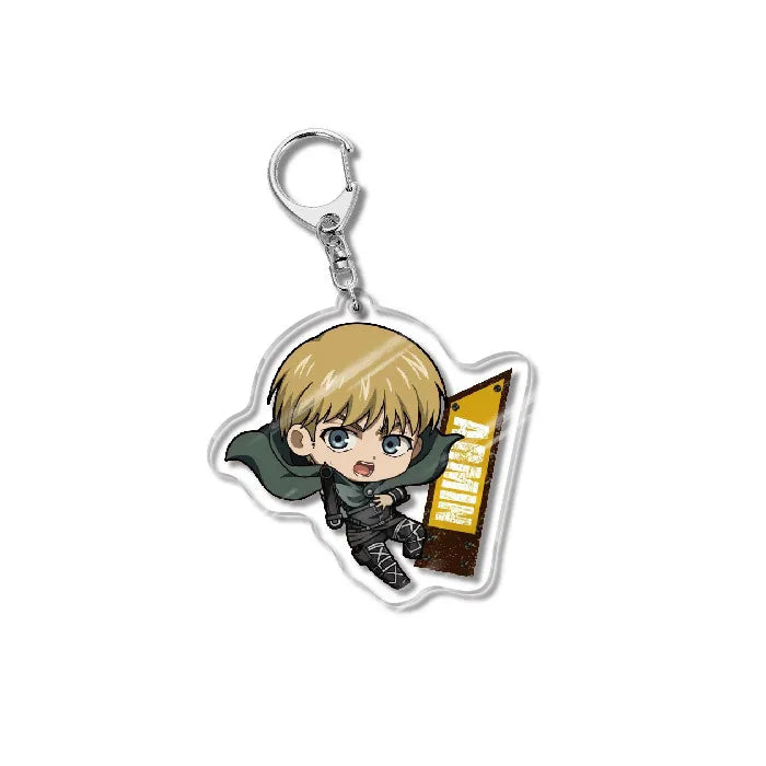 Attack On Titan Acrylic Figure Display Cartoon Keychain Eren Mikasa Levi Anime Desk Ornament Key Ring Accessories Q Version