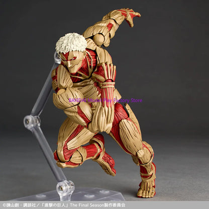 Original Kaiyodo Attack on Titan Amazing Yamaguchi Revoltech NR069 The Armored Titan Reiner Braun Anime Action Figure Model