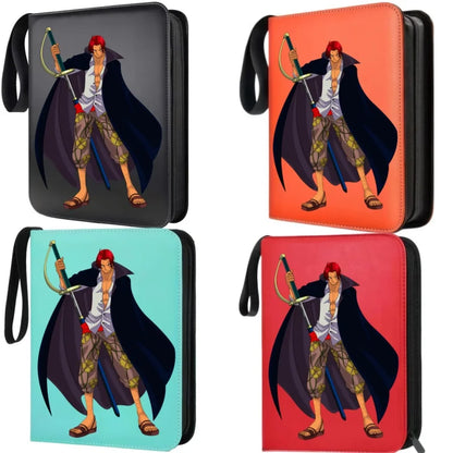 400pcs Large Capacity PU Zipper Card Album One Piece Luffy Zoro Nami 4-grid Loose-leaf Card Binder Anime Collectors Kids Gift