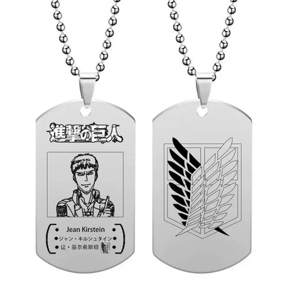 New Attack on Titan Levi Ackerman Hans Zoe Titanium Steel Necklace Retro Punk Accessories Anime Fashion Trend Pendant Gift