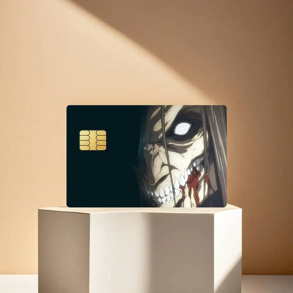 Attack on Titan Comic Credit Skin Cover Card Stickers 4PCS Film Bus Pass Front Decoration Bank Debit Waterproof