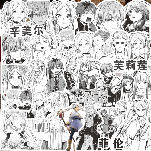 10/30/70pcs Black White Anime Frieren Beyond Journey End Stickers