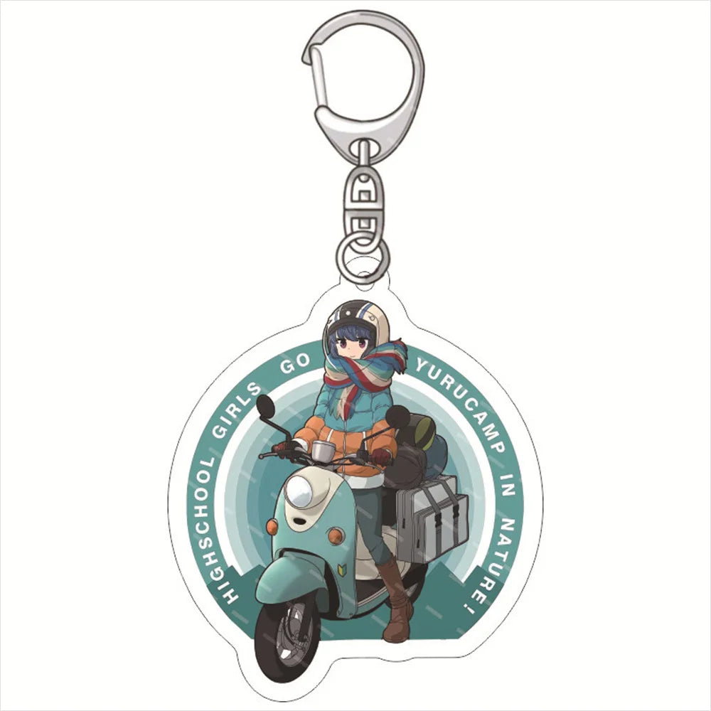 6CM Anime Yuru Laid-Back Camp Shima Rin Kagamihara Nadeshiko Acrylic Figure Keychain Pendant Cosplay Charm Backpack Cartoon Ker
