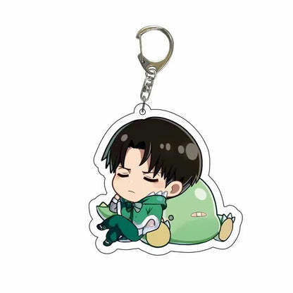 Anime Attack on Titan Keychain Levi Eren Mikasa Armin Transparent Pendant for Men Women Students Gift Accessories